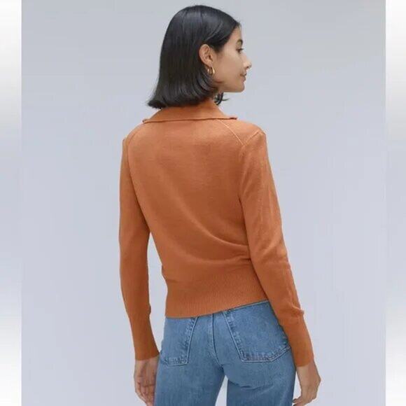 NWT Everlane Women's Luxe Merino Wool Half-Zip Sweater Tawny Brown Size S - Picture 2 of 11